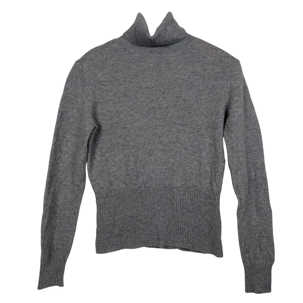 Covington Turtleneck Sweater Women Small Gray 100% Cashmere Ribbed Hem Soft Knit